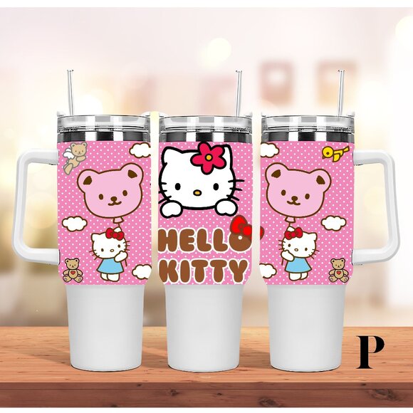 Hello Kitty Other - Custom 40 oz Tumbler Cartoon Kawaii Hello Kitty, Pink Kitty, Pink Cat Tumbler 40